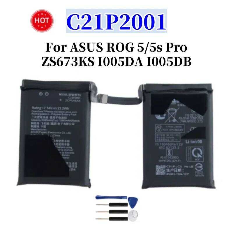 ▥ ใหม่คุณภาพสูง C21p2001 แบตเตอรี่ 6000Mah สําหรับ  ROG 5 โทรศัพท์ 5S Pro Zs673 I005da I0