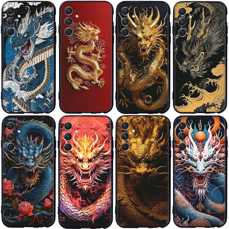 SAMSUNG เคสโทรศัพท์สําหรับsamsung A5 2017 A6 A7 A8 Plus 2018 TPUซิลิโคนอ่อนนุ่มกรณีมังกรจีน