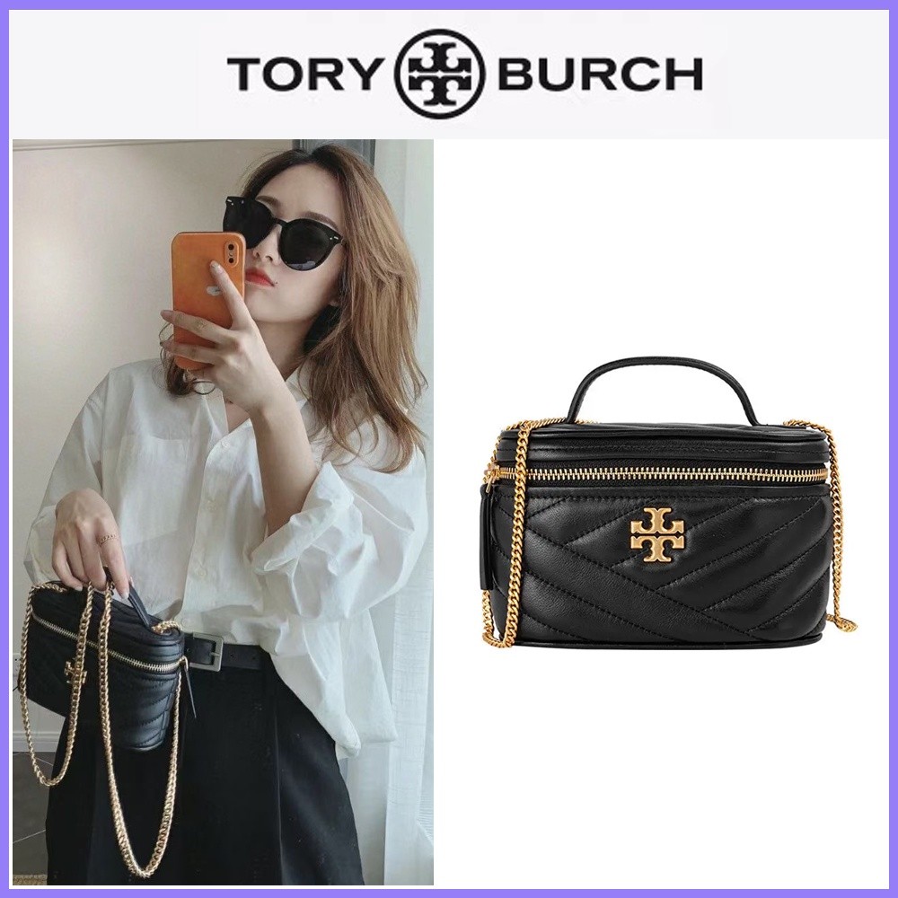 ♞,♘กระเป๋า Tory Burch แท้ TORY BURCH KIRA Chain Makeup Bag Bucket Bag yutj