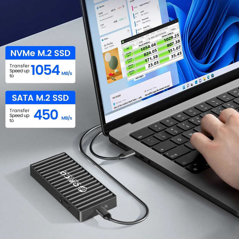 ▣ ORICO M.2 Nvme Enclosure Container Design 10Gbps M2 SATA SSD Case Usb3.1 Gen2 Type-C Output