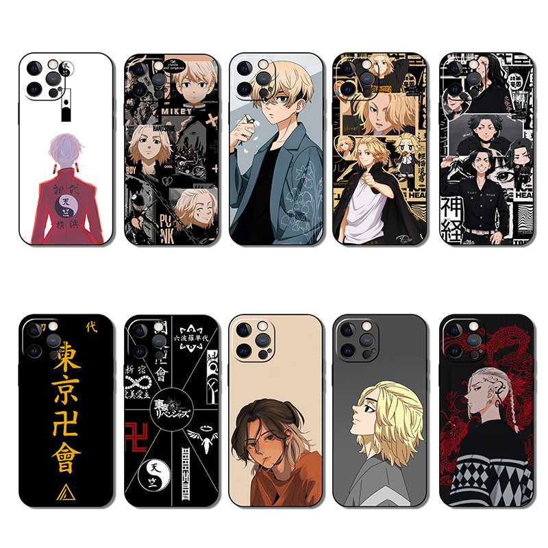 เคสโทรศัพท์สีดําแบบนุ่มแฟชั่นสําหรับ iPhone SE X XR XS MAX 11 Pro Max GR65 Tokyo Revengers ฝาครอบป้อ