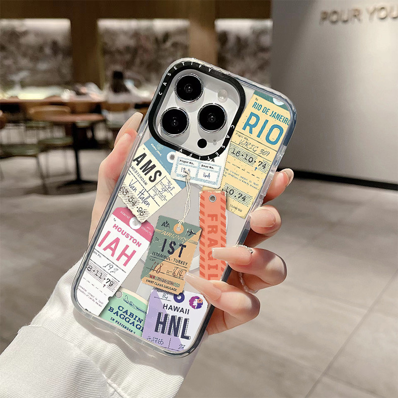 Air Boarding Pass Label ไร้สายชาร์จแม่เหล็กสําหรับ IPhone 11 14 15 16 Pro Max 12 13 Pro Max ฝาครอบ 14 15 16 PLUS ซิลิโคนนุ่มกันชนใสกันกระแทก