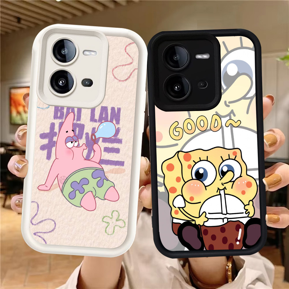 Z-37 SpongeBob การ์ตูนสีขาวสีดําสําหรับ VIVO V25 Y28 V25E Y17S Y28s 2024 กรณี