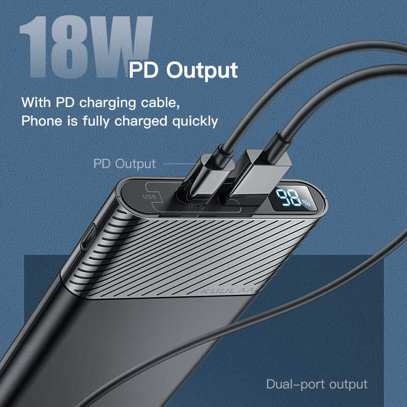 ▥ Power Bank 10000Mah QC PD 3.0 Poverbank Fast Charging Powerbank 10000 Mah USB External