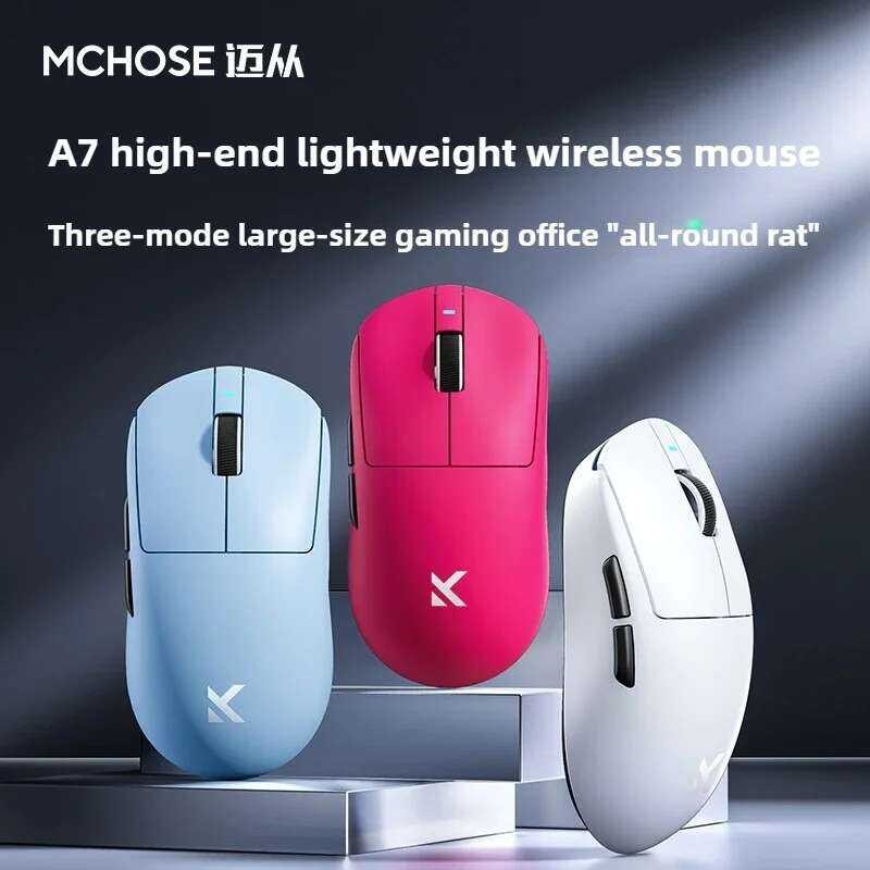 ▥ MCHOSE A7 Pro Ultra Series เมาส์สําหรับเล่นเกมบลูทูธไร้สายน้ําหนักเบา Paw3950 Custom 8K E-Spo