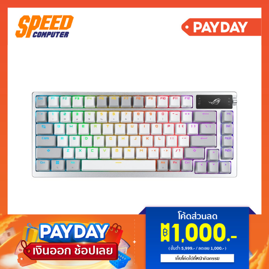 ASUS ROG AZOTH | MECHANICAL HOT-SWAPPABLE[KEY TH-ENG] WHITE | KEYBORD(คีย์บอร์ด) | By Speed Compute