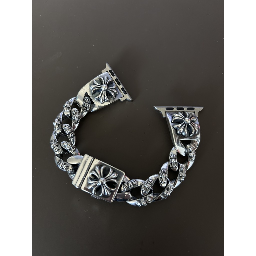 Chrome Hearts  สายนาฬิกา/925 เงินเหมาะสําหรับ iWatch/แฟชั่นข้ามการออกแบบดอกไม้