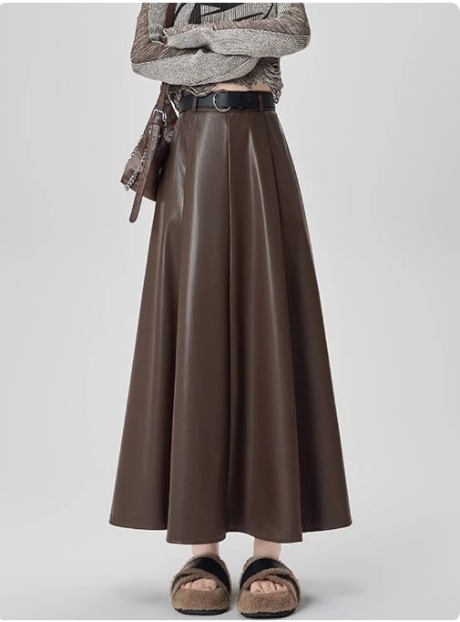 สีกาแฟกระโปรงหนัง pu