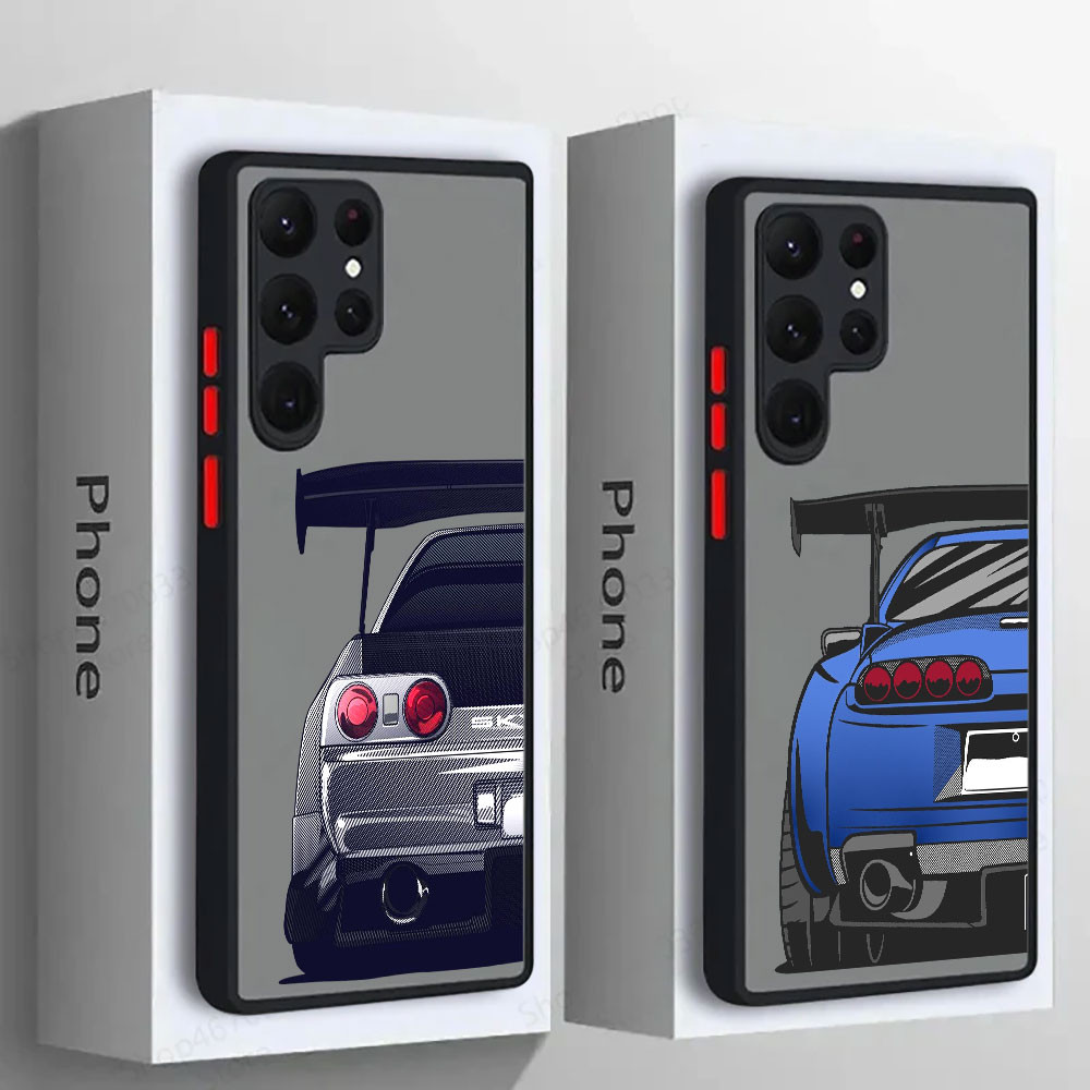 การ์ตูนโตเกียว JDM Drift กีฬารถซิลิโคนด้านหลังสําหรับ Samsung S25 Ultra S24 S23 S21 S20 FE S22 Plus S24FE 5G โปร่งใส Frosted Galaxy หมายเหตุ 20 Ultra กันกระแทก