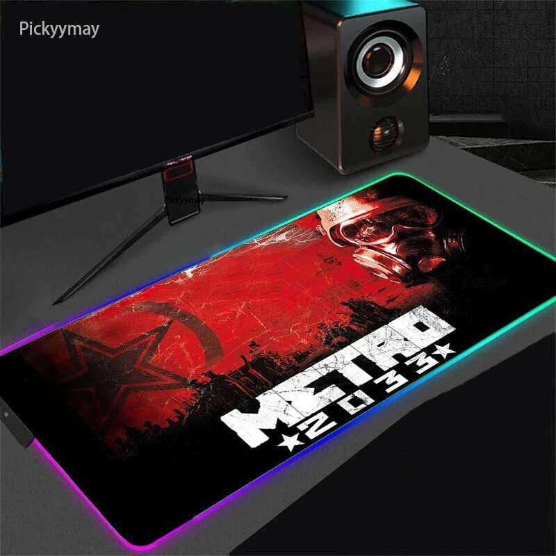 ▥ Metro 2033 RGB Gaming Mouse Pad Mousepad คีย์บอร์ดตารางพรมยางแผ่นรองเมาส์ขนาดใหญ่ Deskmat LED