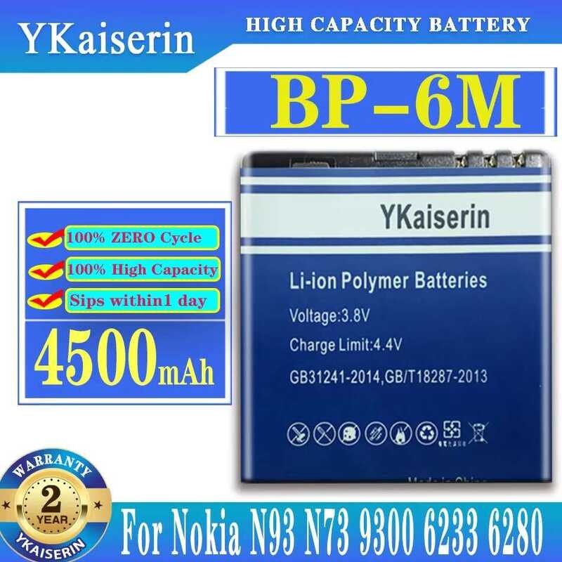 YKaiserin 4500mAh Replacement Battery BP-6M For NOKIA N93 N73 9300 6233 6280 6282 3250 6151 6234 628