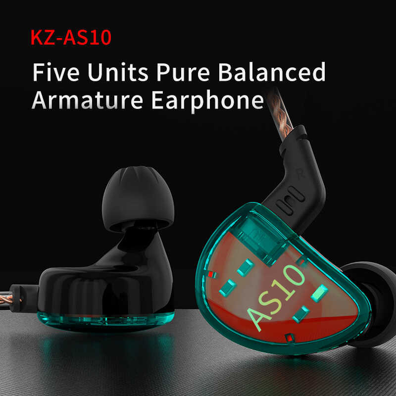 ❤ KZ As10 10Ba หูฟังในหูบริสุทธิ์ย้ายเหล็กไฮไฟโทรศัพท์