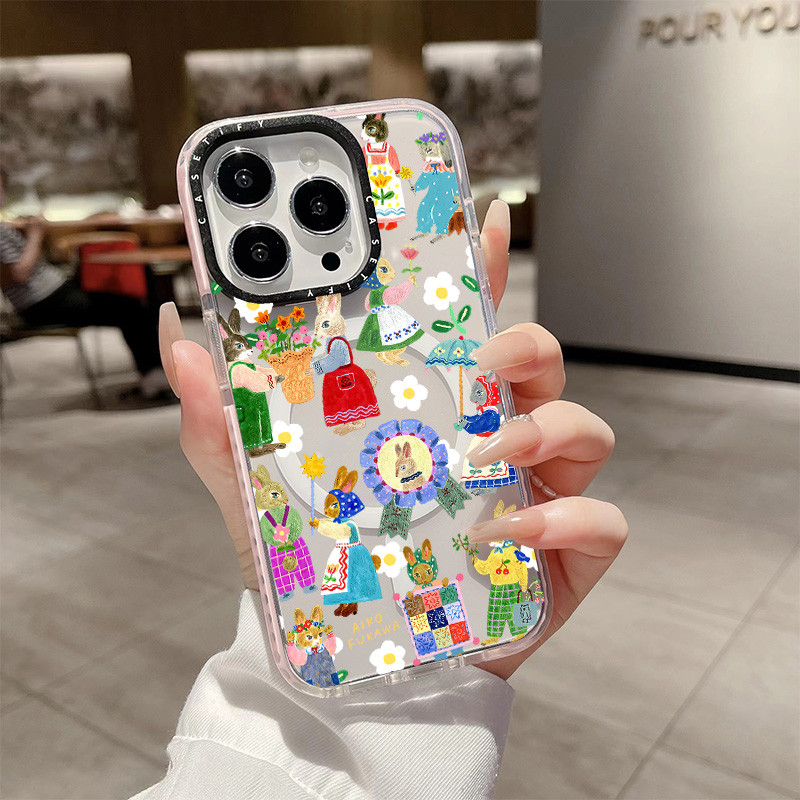 กระต่ายผู้ที่ชื่นชอบ AIKO FUKAWA ไร้สายชาร์จแม่เหล็กสําหรับ IPhone 11 14 15 16 Pro Max 12 13 Pro Max 15 16 PLUS ซิลิโคนนุ่มกันชนใสกันกระแทกปลอก