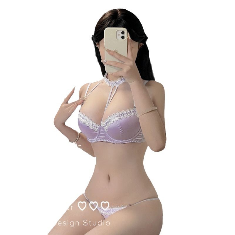 สไตล์ใหม่เซ็กซี่ชุดชั้นในเชือกแขวนคอสายคล้องคอคอปกซาตินลูกไม้ชุดชั้นในรวบรวมป้องกันการหย่อนคล้อย - รูปที่ 7