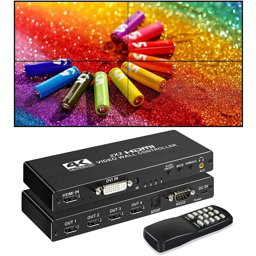 4k 2x2 Video Wall Controller โปรเซสเซอร์ 1x2 1x3 1x4 2x1 3x1 4x1 DVI HDMI Video Splicer TV Wall Cont