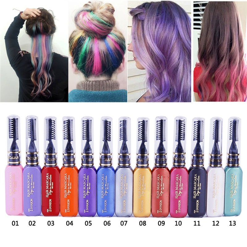 ในสต็อก SS TEAYASON เม็ดสีชั่วคราวชอล์กผมปลอดสารพิษ Hair Dye มาสคาร่า DIY เครื่องมือ
