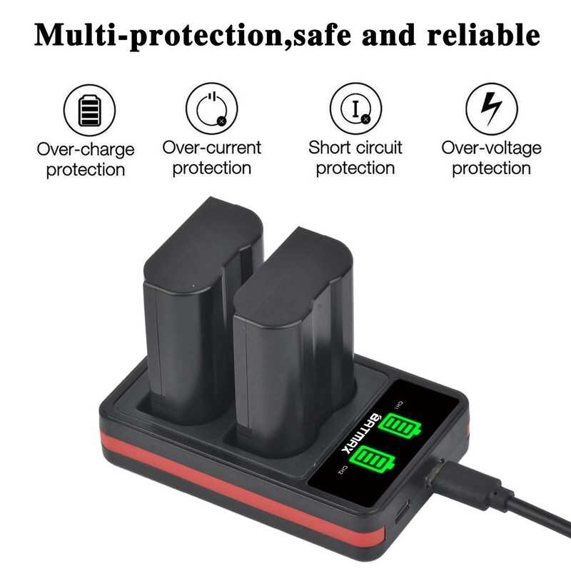 ▥ Batmax 2280Mahen El15 EN El15c แบตเตอรี่ Akku + LED Charger Type C สําหรับ Nikon