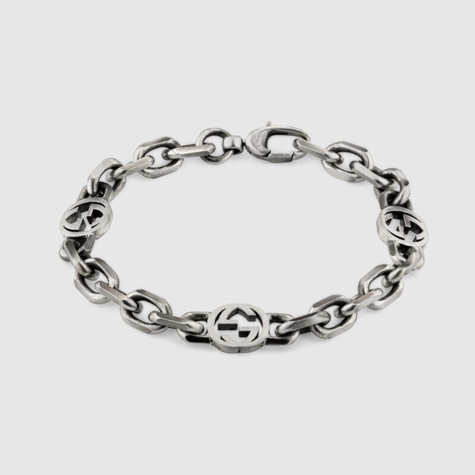 กุชชี่Gucci Interlocking double G bracelet รุ่นชายและหญิง/สร้อยข้อมือ/100%/แท้/สร้อยข้อมือGucci