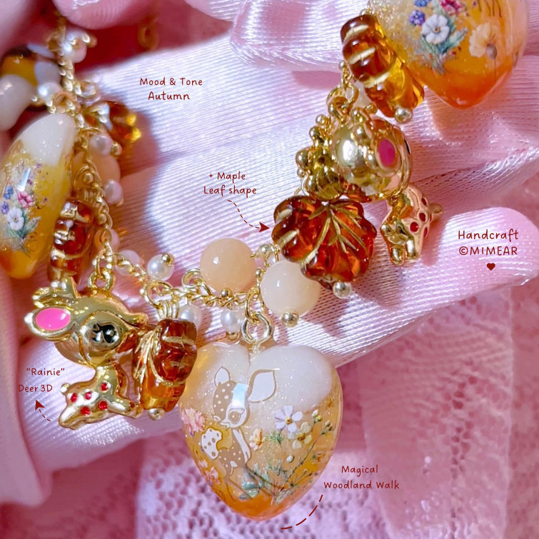 M105 สร้อยข้อมือน้องกวางตาหวานในป่าใหญ่ 14K 16 - 21 cm พร้อมกล่องชมพู