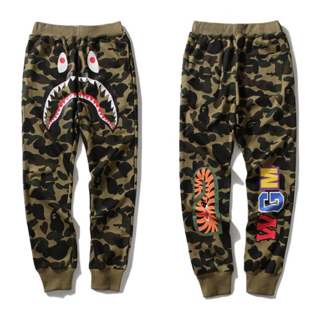 BAPE SHARK SLIM 18SS Camouflage Pocket Shark Pants