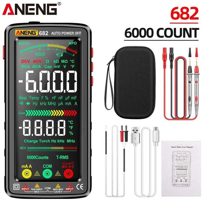▥ ANENG 681/682/683 Pro 6000 นับชาร์จมัลติมิเตอร์แบบดิจิตอลเครื่องทดสอบแรงดันแบบไม่สัมผัส Curre