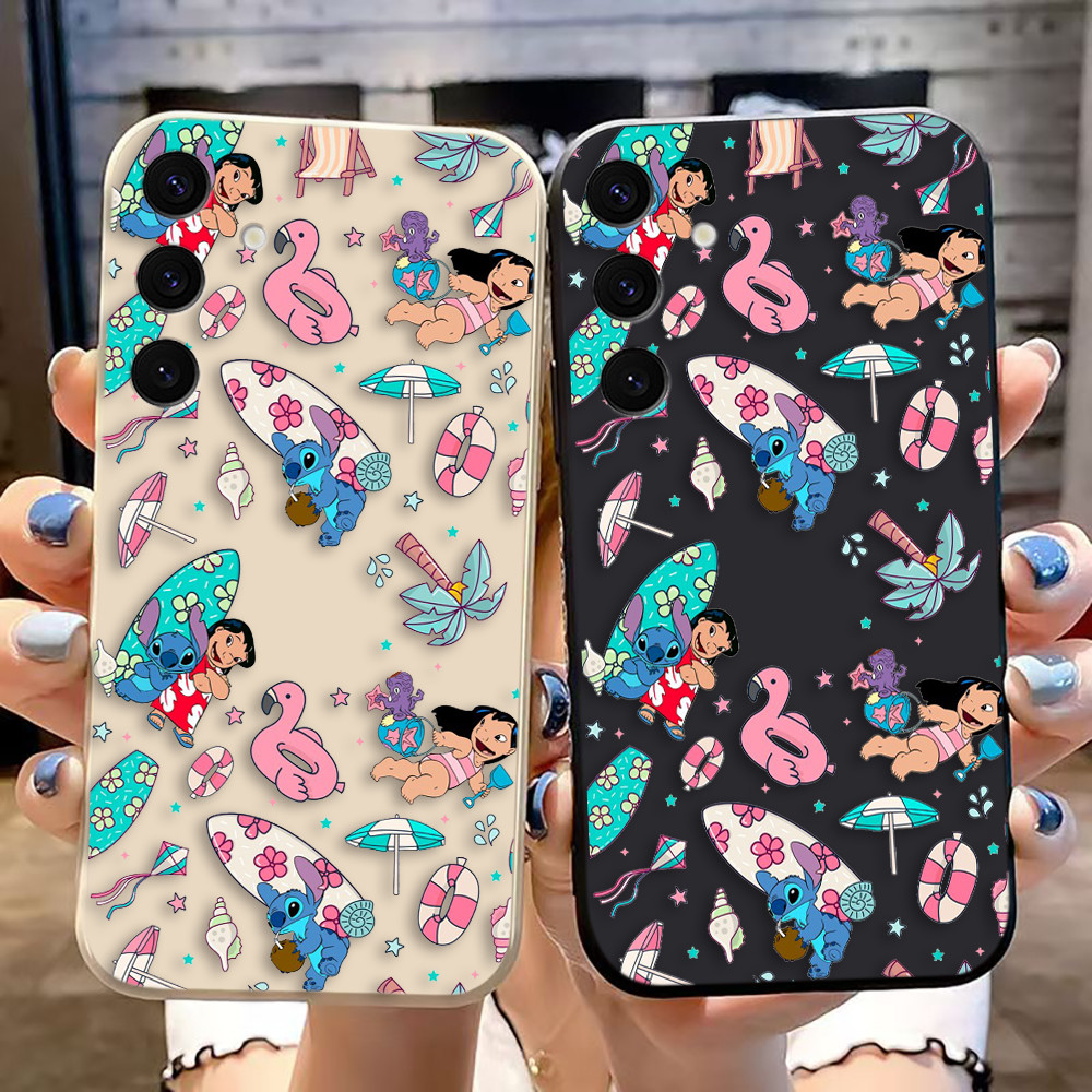 SAMSUNG D-Disney Lilo Stitch AngelสีสันตรงขอบซิลิโคนTPUเคสโทรศัพท์สําหรับSamsung S30 S25 S24 S23 S22