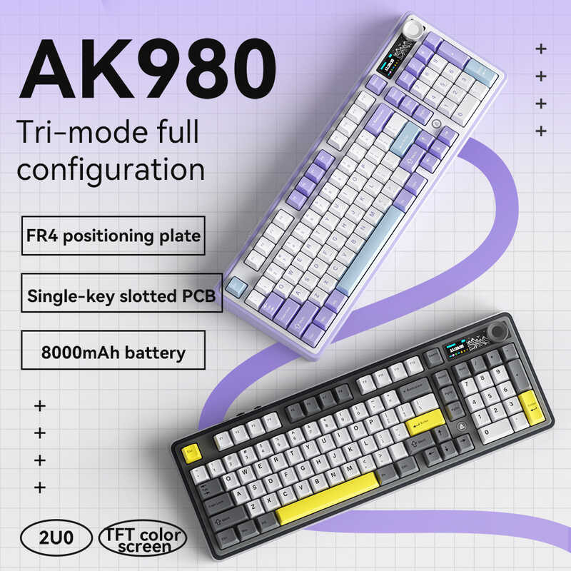 AK980 e AZZ แป้นพิมพ์เครื่องกลที่กำหนดเองสามโหมด 98 พร้อ