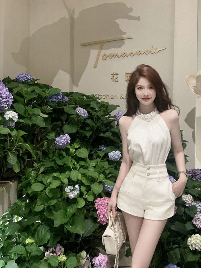 GS.ART กางเกงขาสั้นผ้าไหมคริสตัล Jacquard แฟชั่น Chanel ชุดสูทสองชิ้น - รูปที่ 2