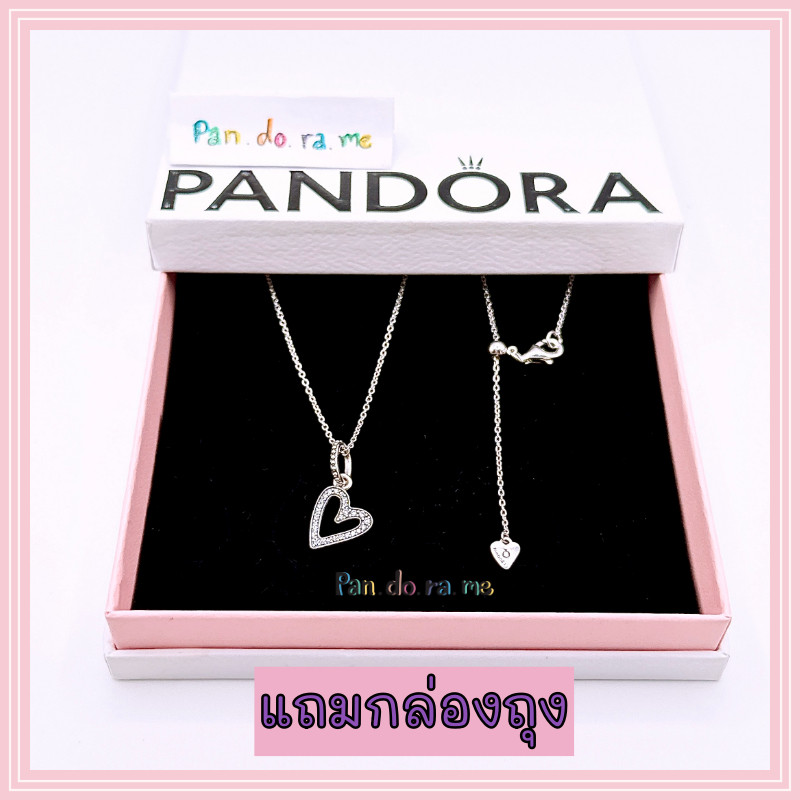 ♞,♘,♙[พร้อมส่ง สินค้าแท้ ] สร้อยคอ Pandora Jewelry Sparkling Freehand Heart Pendant Necklace XXS