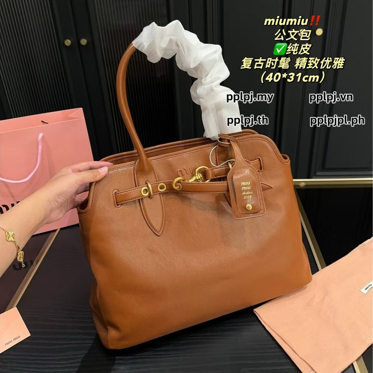 Miumi Briefcase Retro Cowhide Simple Premium Female Bag MI333333-0830