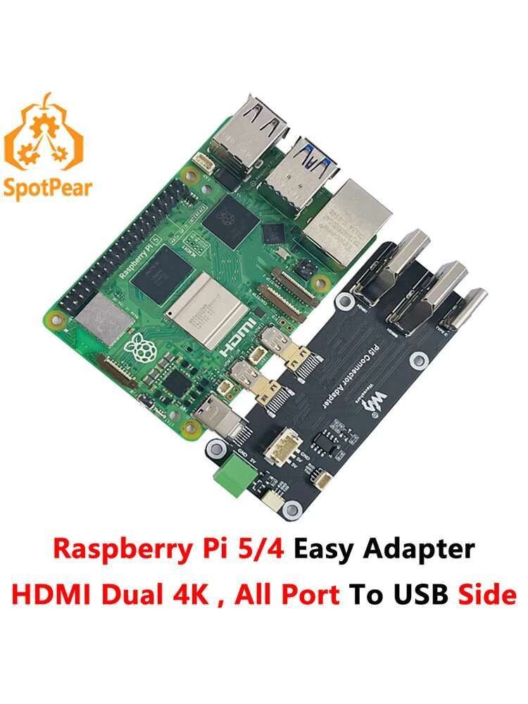 Raspberry Pi 5/4B easy Adapter Micro HDMI To HDMI 4K ทุกพอร์ตถึงด้าน USB ของ Pi