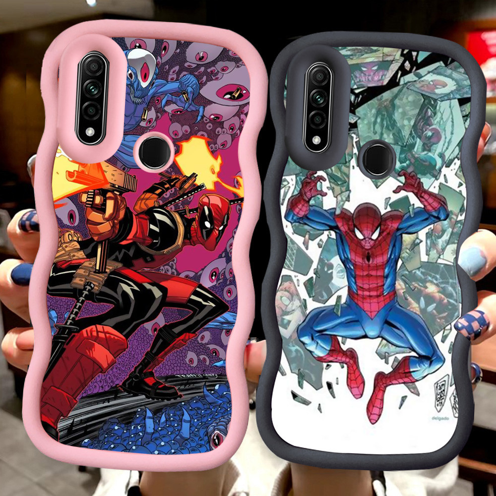 MERAH Z-26 Spider Man สีแดงสีดําสีชมพูปลอกสําหรับ Realme C3 OPPO Reno 5 6i 5i A31 3 5s