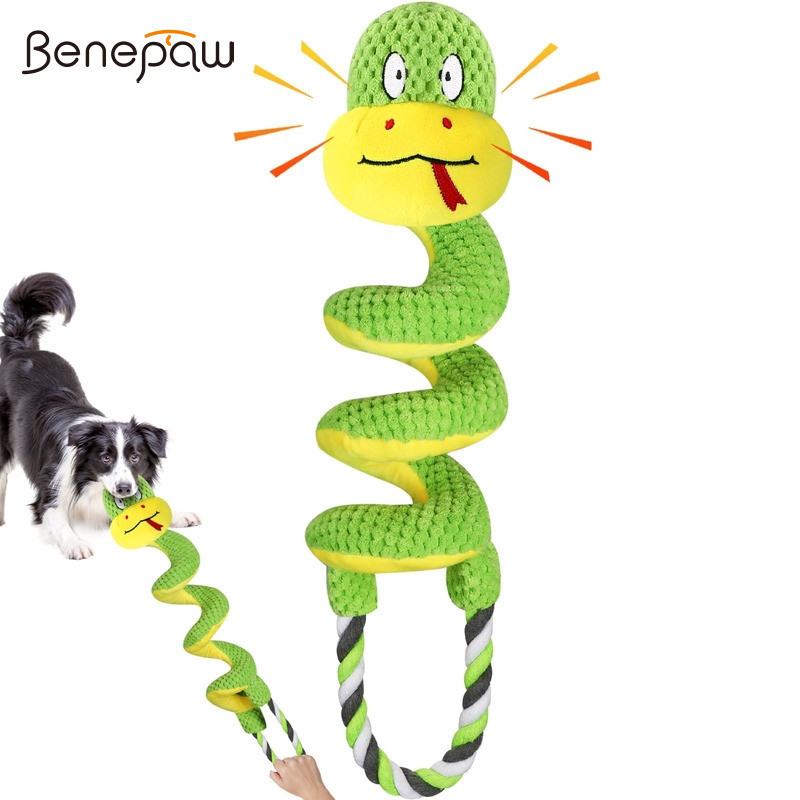 ​​Benepaw เชือกสุนัขของเล่น Squeaker Crinkle กระดาษ Interactive Tug of War Chew ของเล่นสําหรับ Aggressive Chewers ความวิตกกังวลบรรเทาทําความสะอาดฟันของขวัญสําหรับเจ้าของสุนัข​​