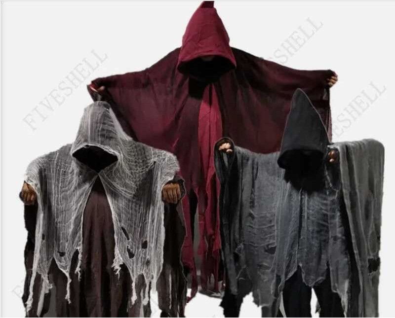 LY 2023 Unisex Halloween Ghost Dementors Cosplay Costume Gothic Horror Zombie Tattered Hooded Capes