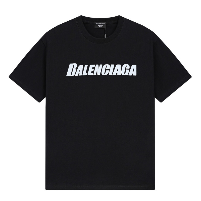Balenciaga5503 เสื้อยืดสีขาวโลโก้สีดําสวมใส่ทุกวัน