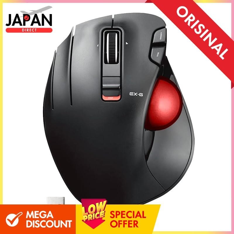 Elecom Mouse Wireless Trackball (Thumb) Left Hand Only Red Ball 6 Buttons Tilt Function (Left/Right