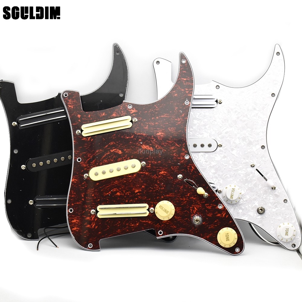 3 ชั้น 11 หลุม HSH กีตาร์ Prewired Pickguard Double Coil Single Coil Pickup สําหรับ ST กีตาร์ Replaceme