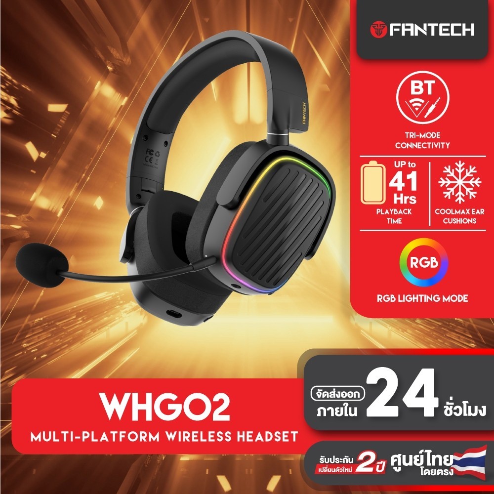 FANTECH รุ่น WHG02 HARMONY WIRELESS HEADSET  หูฟังไร้สาย หูฟังบลูทูธ 5.3 ระบบเสียงเซอร์ราวด์