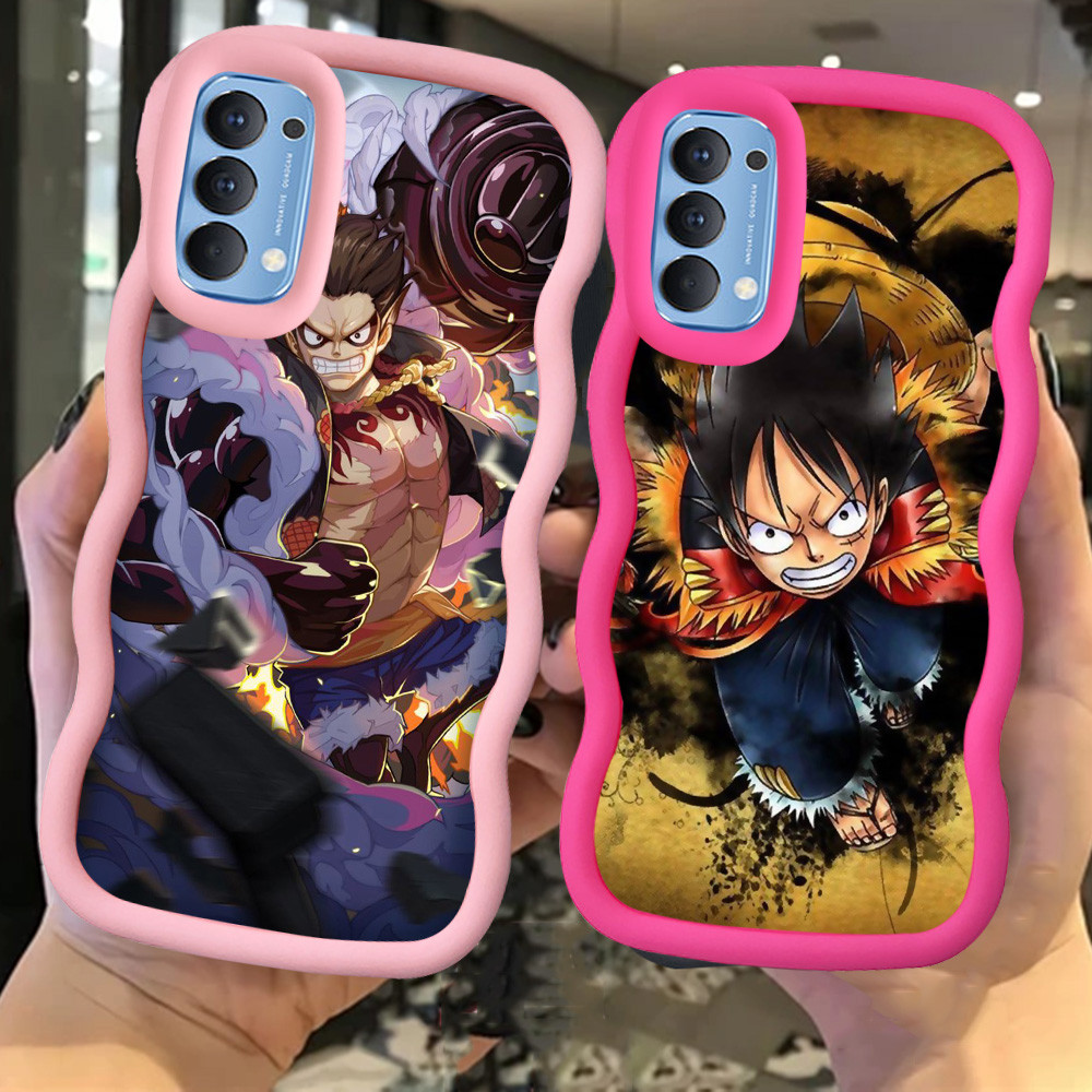 MERAH Z-52 One Piece LuffyสีแดงสีดําสีชมพูปลอกสําหรับOPPO A74 Realme 7i A95 A52 A92 A72