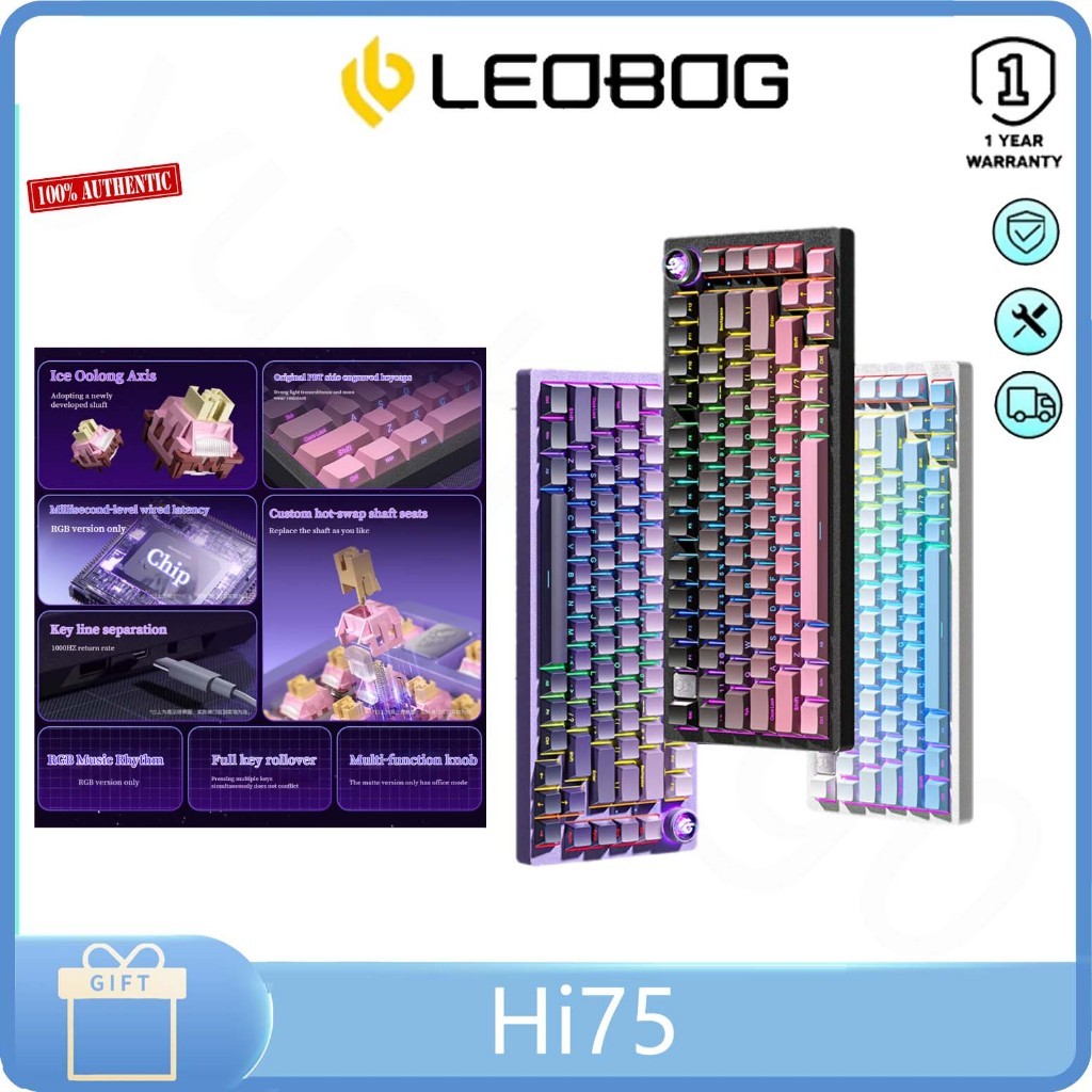 LEOBOG Hi75 Customized Wired Mechanical keyboard Aluminum Gasket construction 75 with full key no p