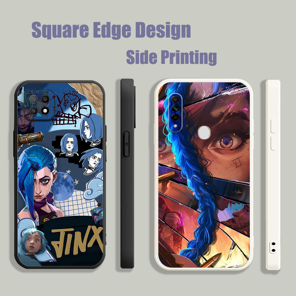 ปลอกสําหรับ OPPO A39 A57 Reno 5 7 8 A54 A94 League of legend LoL Jinx OHP02 เคสโทรศัพท์ขอบสี่เหลี่ยม