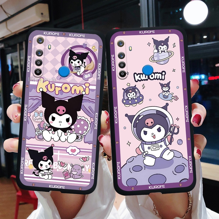 Realme 5 Realme 5I Realme 5S Realme 6I น่ารักการ์ตูน Kuromi เคสโทรศัพท์พร้อมเชือกเส้นเล็กฝาหลัง
