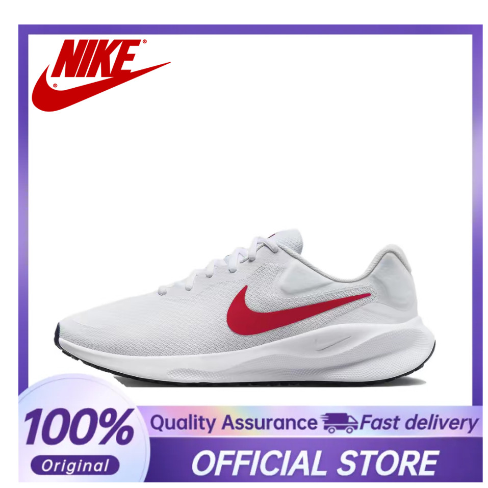 2024 【OFFICIAL STORE】NIKE Downshifter 12 Running Shoes Low Top White Red Unisex FB2207-101