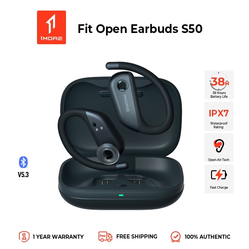 1MORE Fit Open Earbuds S50 หูฟังไร้สายแบบเปิด หูฟังบลูทูธ 5.3 พร้อมไมโครโฟน 4 ตัว  เอียร์บัดพร้อมที