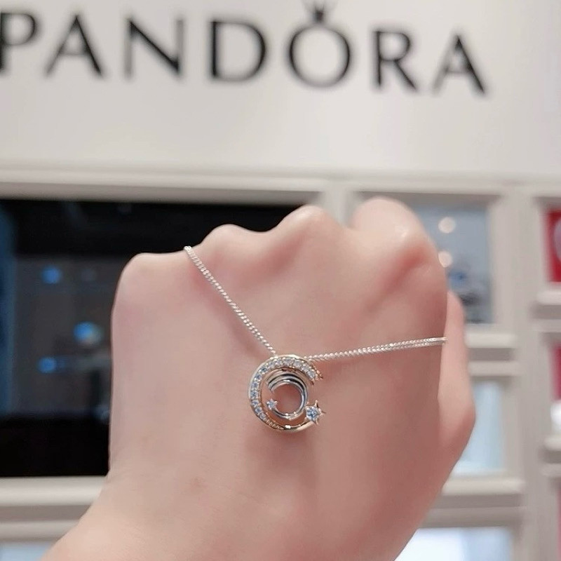 ,ส่งจาก ที่ไทย Pandora ของแท้ เงิน925 สร้อยคอ  ของขวัญสำหรับคนพิเศษ ของแท้ 100% สร้อยคอ eds