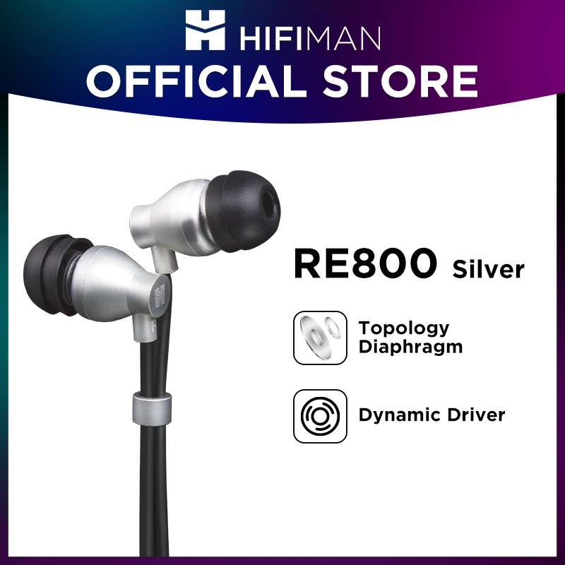 Hifiman RE800 หูฟังอินเอียร์ไดนามิก ไดอะแฟรมไดนามิก สีเงิน ออกแบบตามสรีรศาสตร์ สําหรับไฟล์เสียง