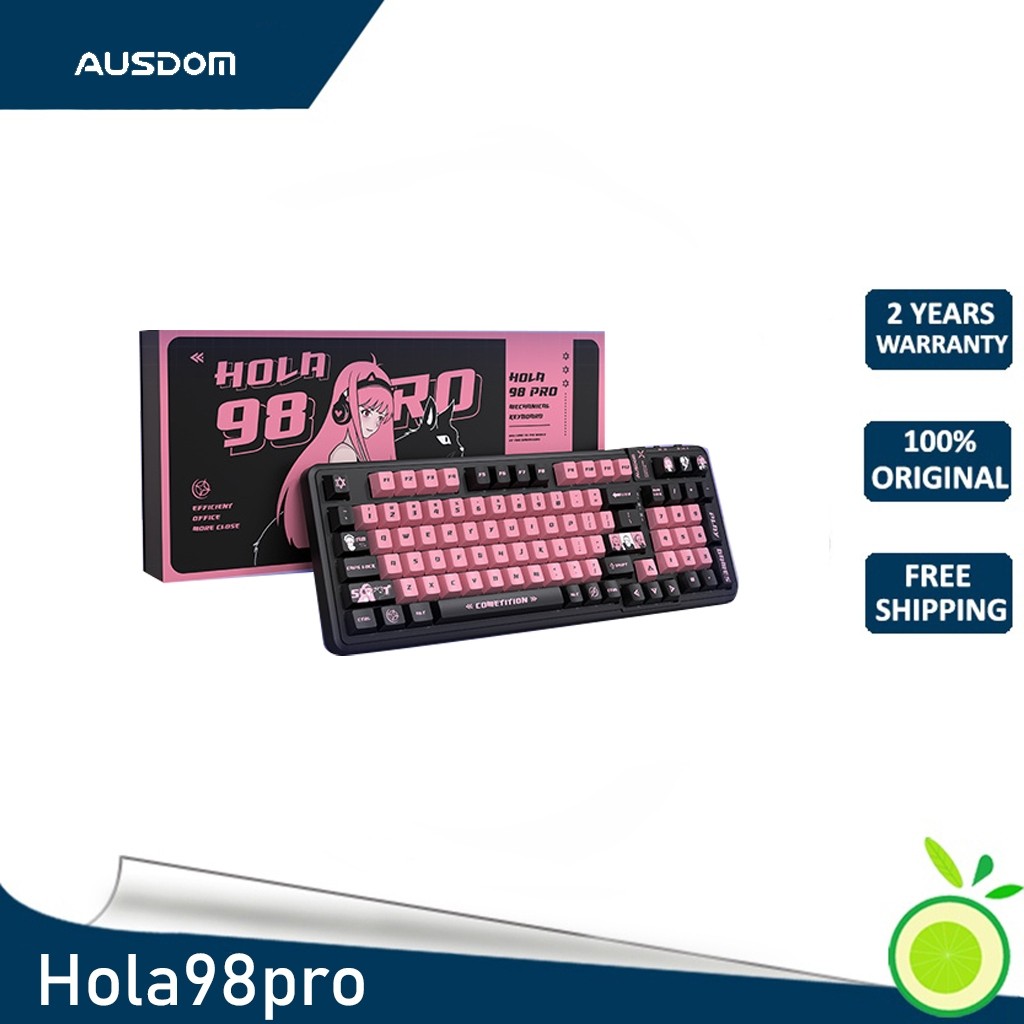 Ausdom Hola98pro คีย์บอร์ดไร้สาย บลูทูธ 2.4G มีสาย สามโหมด เปลี่ยนได้ สําหรับสํานักงาน