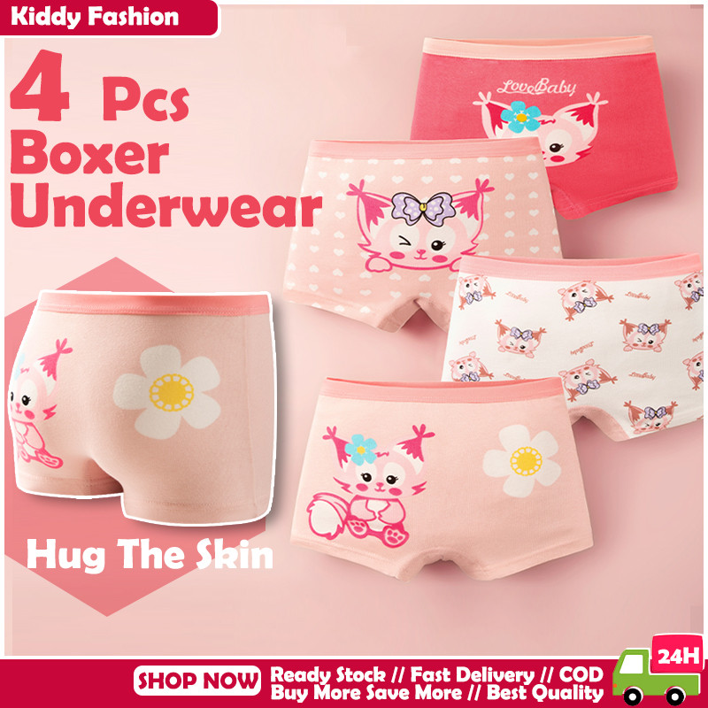 [BANGKOK SHIPPING] 4 ชิ้นชุดชั้นในบ็อกเซอร์สําหรับเด็ก 1-14 ปี กางเกงในลายสุนัขจิ้งจอกผ้าฝ้ายเก่าสําหรับเด็กทารก