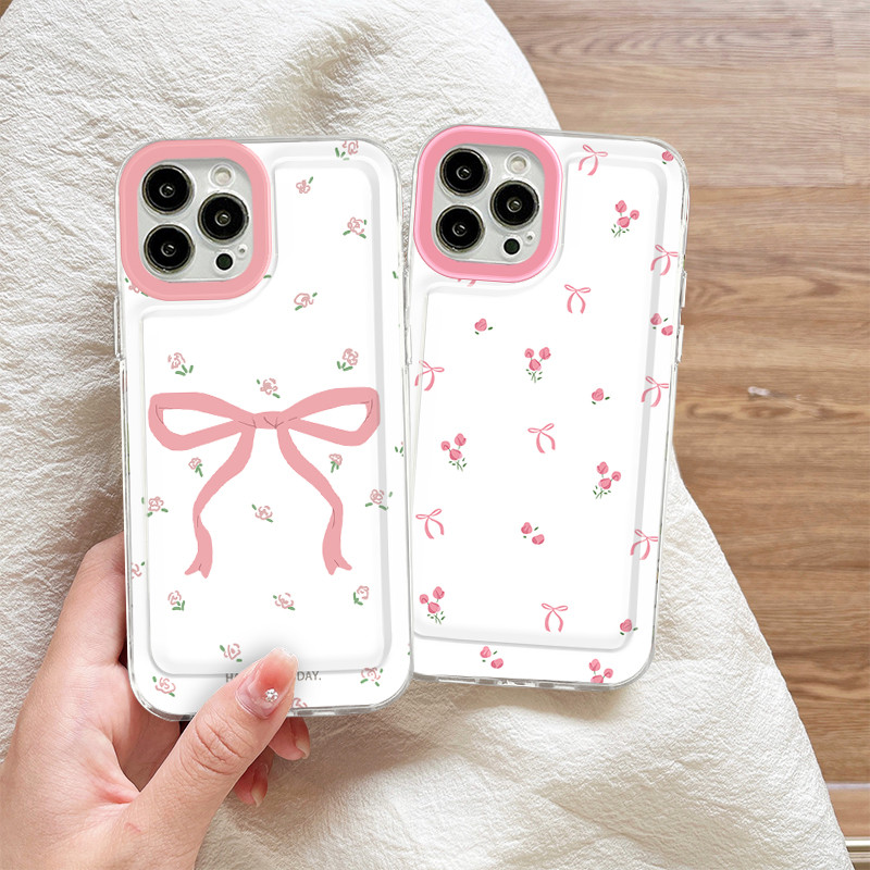 น่ารัก Bowknot Clear เคสโทรศัพท์สําหรับ OPPO Reno 10 5G/Reno 10 Pro 5G /Reno 12 5G/Reno 12 Pro 5G /Reno 2Z/Reno 2F/Reno 5 4G /Reno 8T 4G/A1 Pro 5G