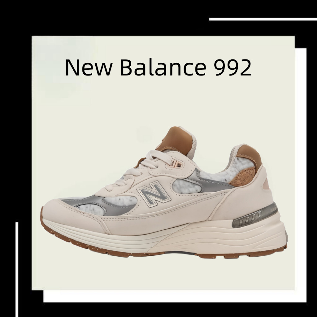 New Balance NB 992 Cream white ของแท้ 100 % gentleman Woman style Sports shoes Running shoes